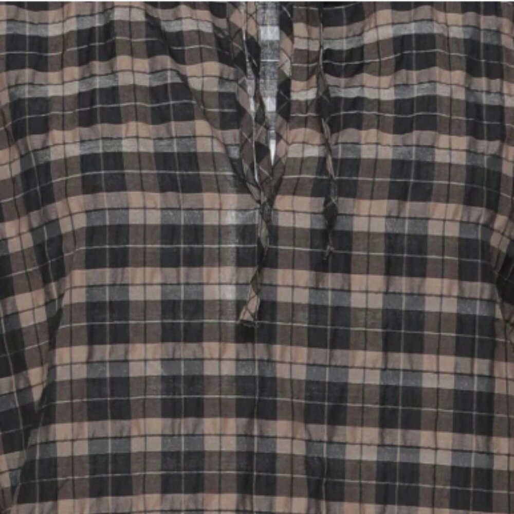 Ganni Women's Clothing Brown & Black Check Print Seersucker Midi Dress and Shirt